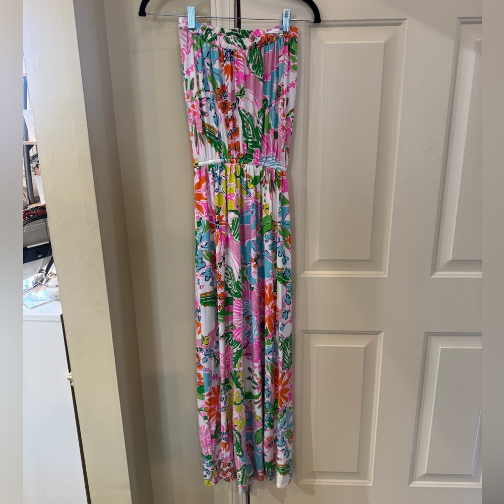 Lilly Pulitzer Colorful strapless tube, cover-up Floral Maxi Dress S\P‎